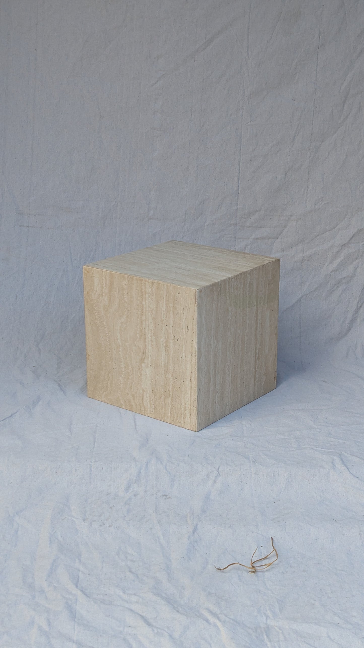 Travertine Cube Side Table / Plinth (c. 1970s)
