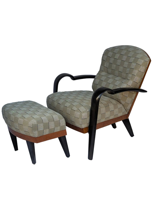 1980s Postmodern Lounge Chair + Ottoman, Adam Tihany for Pace Collection