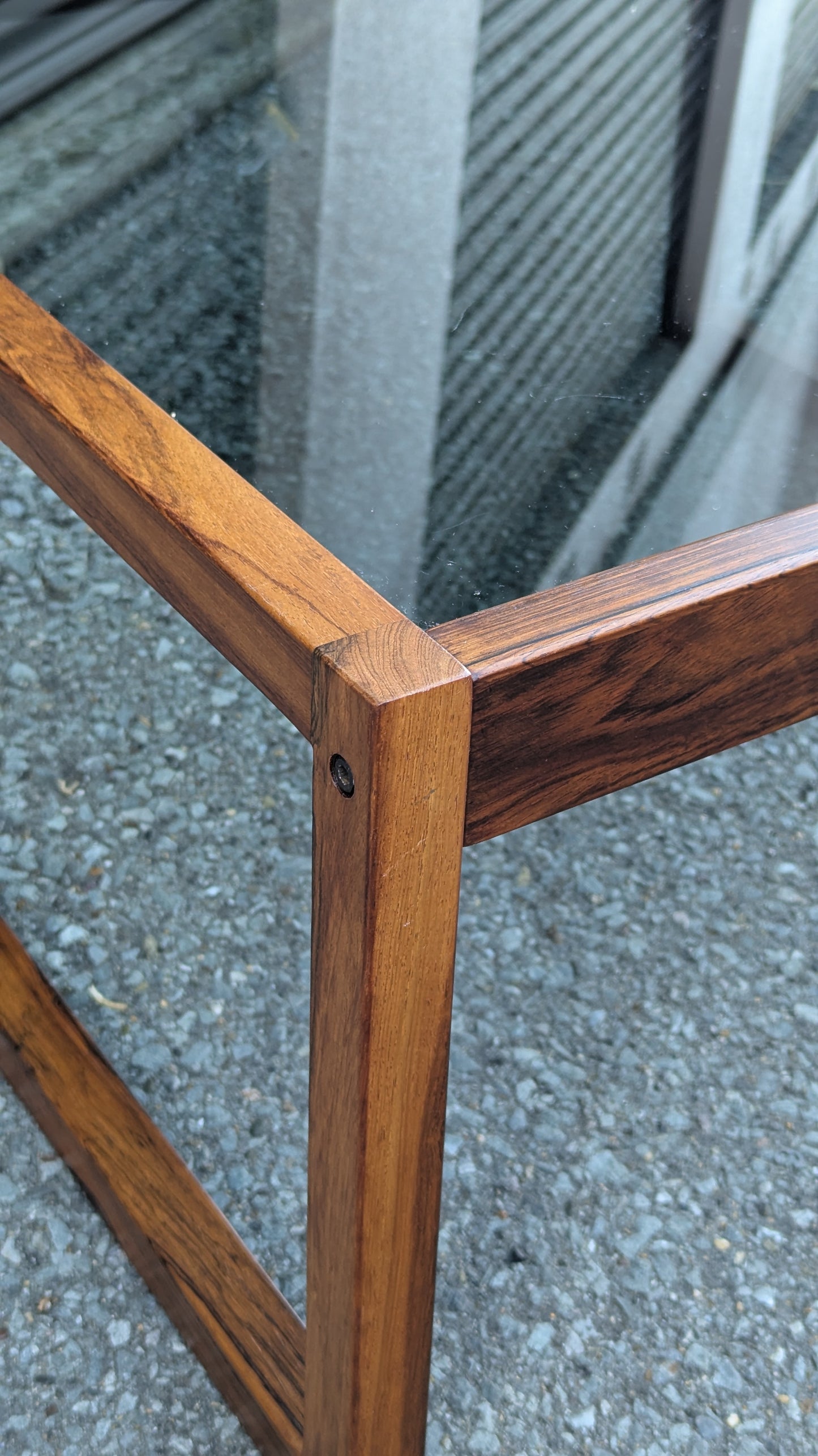 Danish Rosewood Coffee Table | c. 1960s | Smoked Glass Top