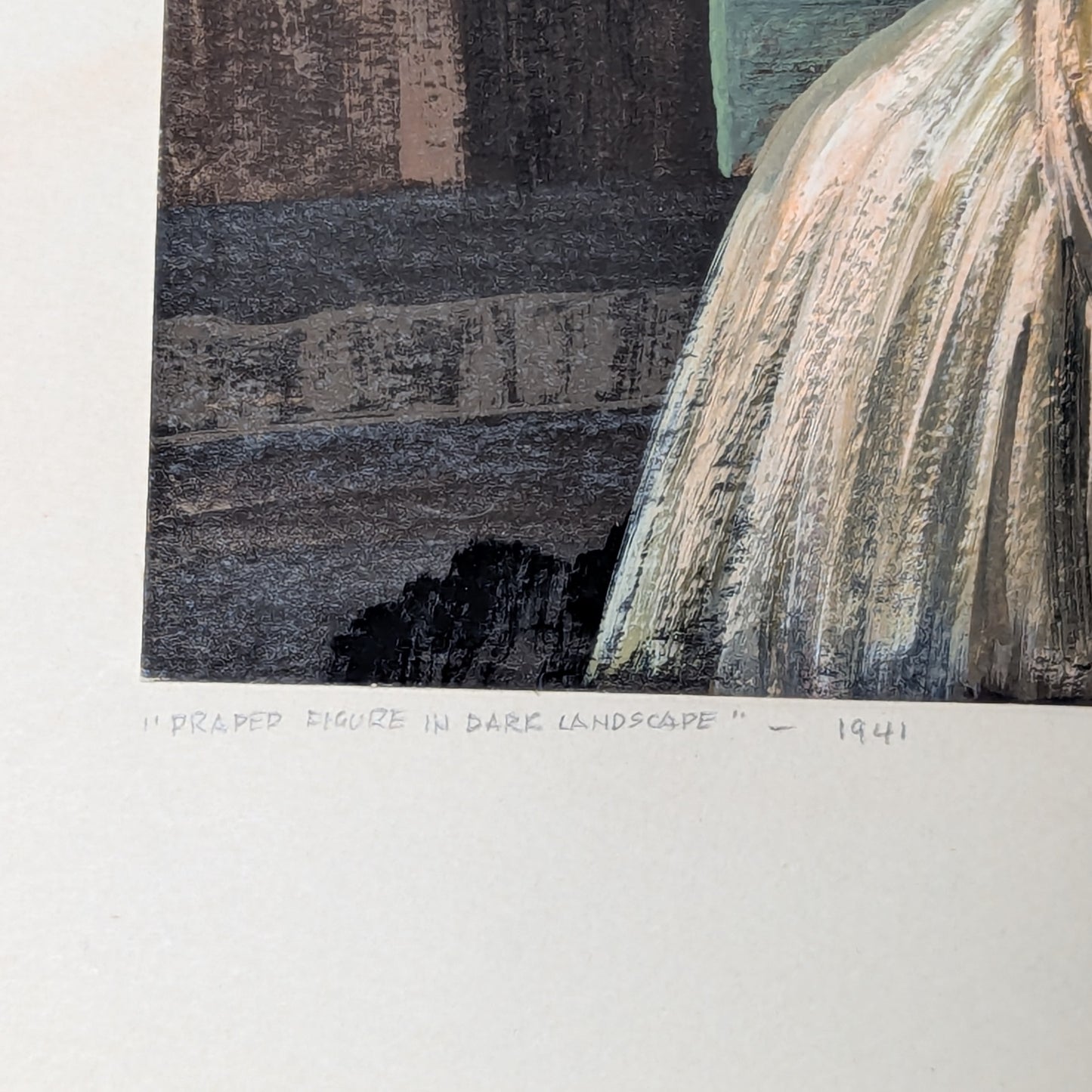 Draped Figure in Dark Landscape | 1941 | Tempera on Paper
