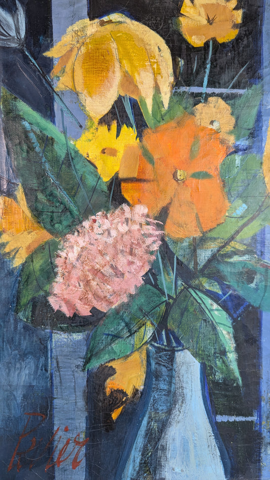 Charles Levier Floral Still Life | Mid-20th Century | Oil on Canvas