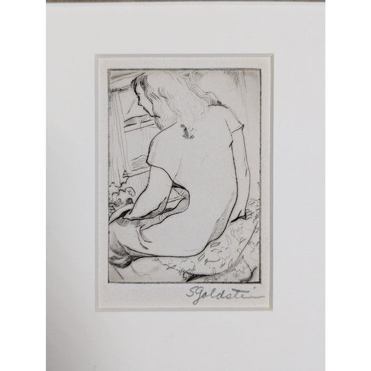 Etching of Seated Woman
