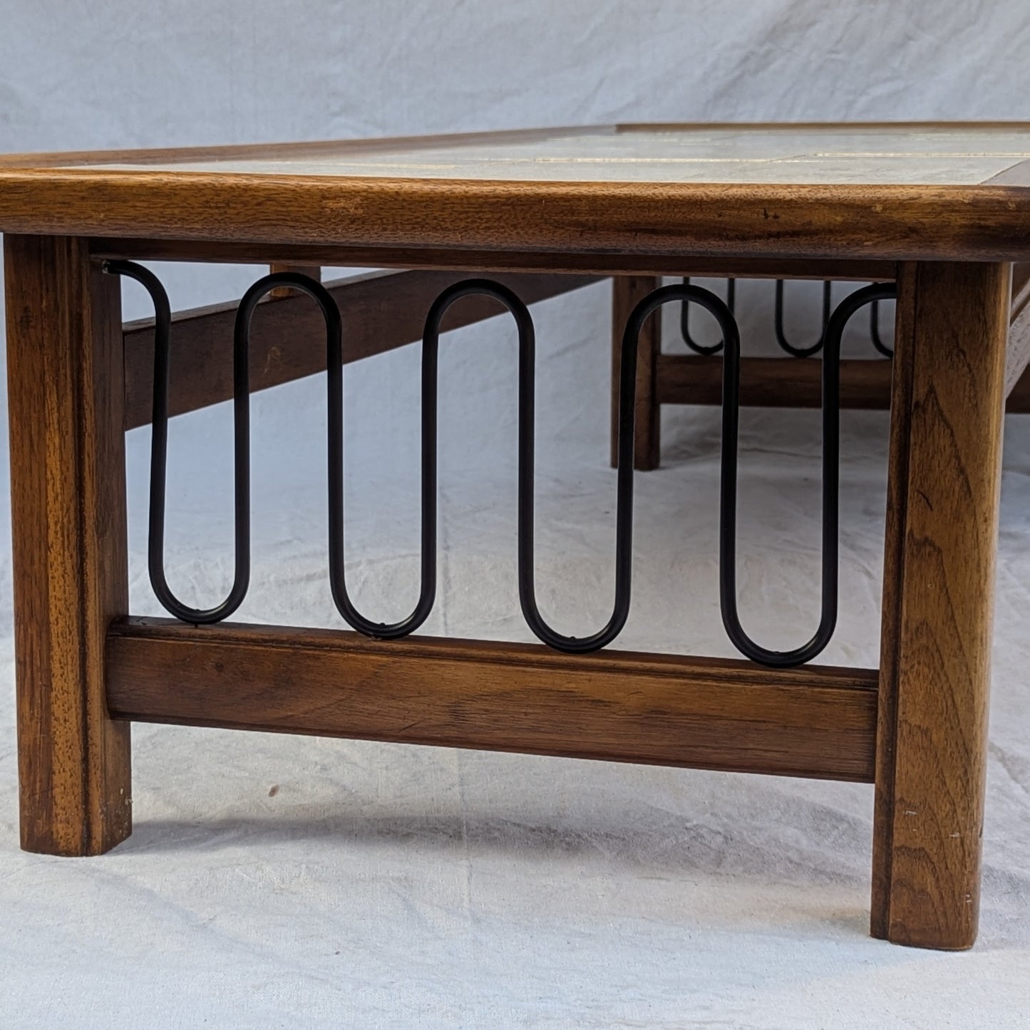 1970s Travertine & Wood Coffee Table