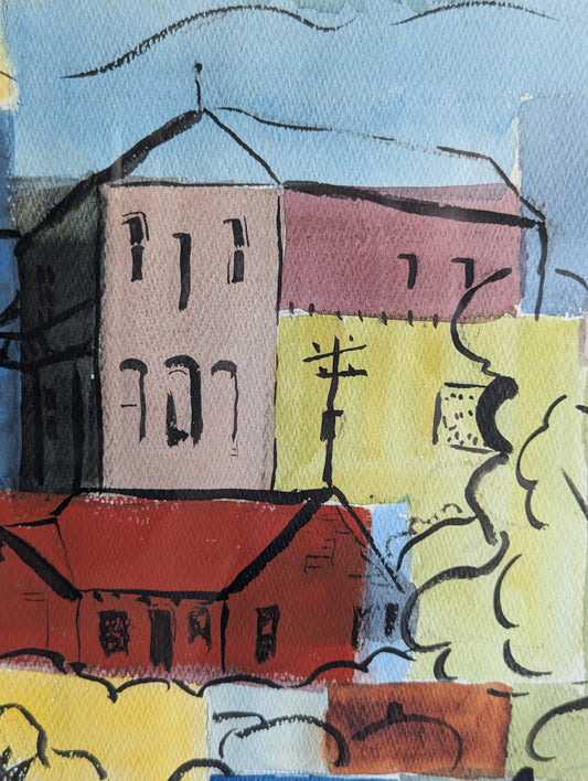 Eleanor Smith Modernist Townscape | Watercolor and Ink