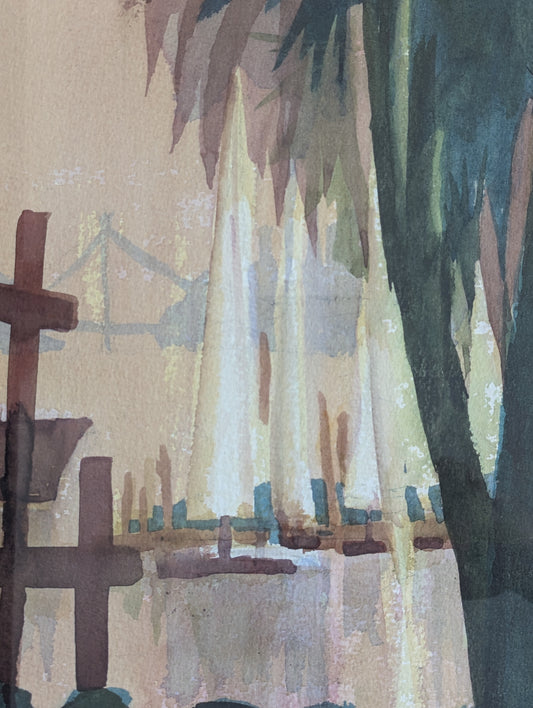 Ben Farnham Sailboats and Palm | Watercolor | Sausalito Artist