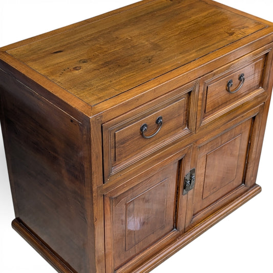 Elm End Table Cabinet | Late 20th Century | Chinese Hardwood