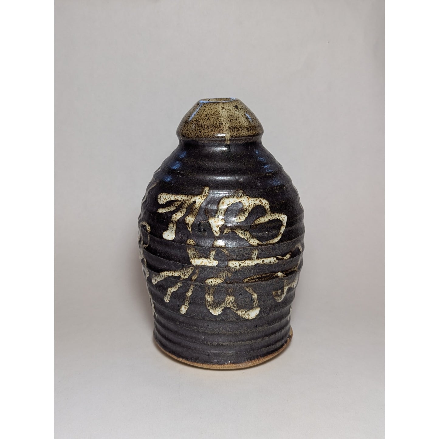 Studio Pottery Bottle Vase | c. 1970s | Black Tenmoku & Nuka Slip