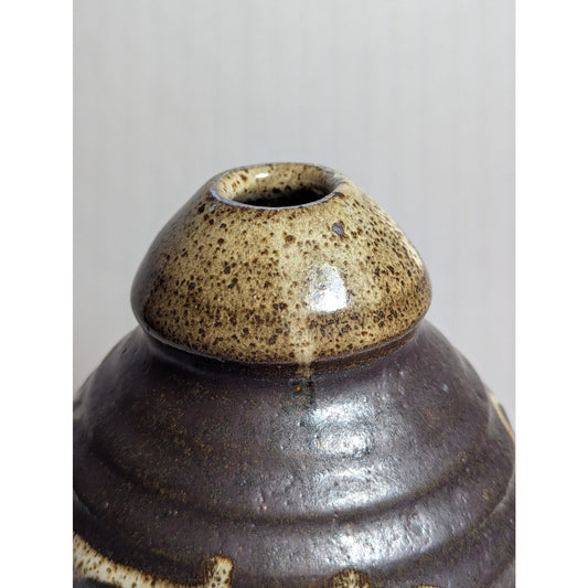 Studio Pottery Bottle Vase | c. 1970s | Black Tenmoku & Nuka Slip
