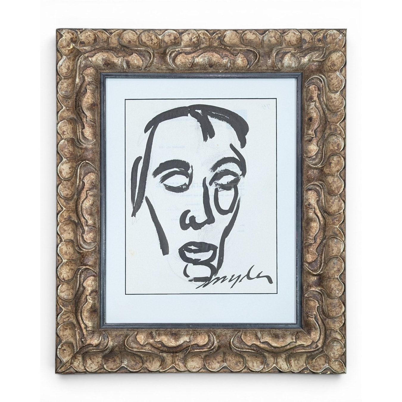 Minimalist ink portrait by Oregon artist Amanda Snyder (1894-1980)