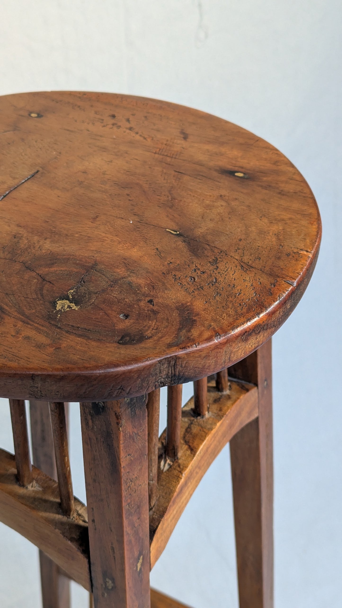 Antique Arts &amp; Crafts Solid Wood Pedestal Plant Stand