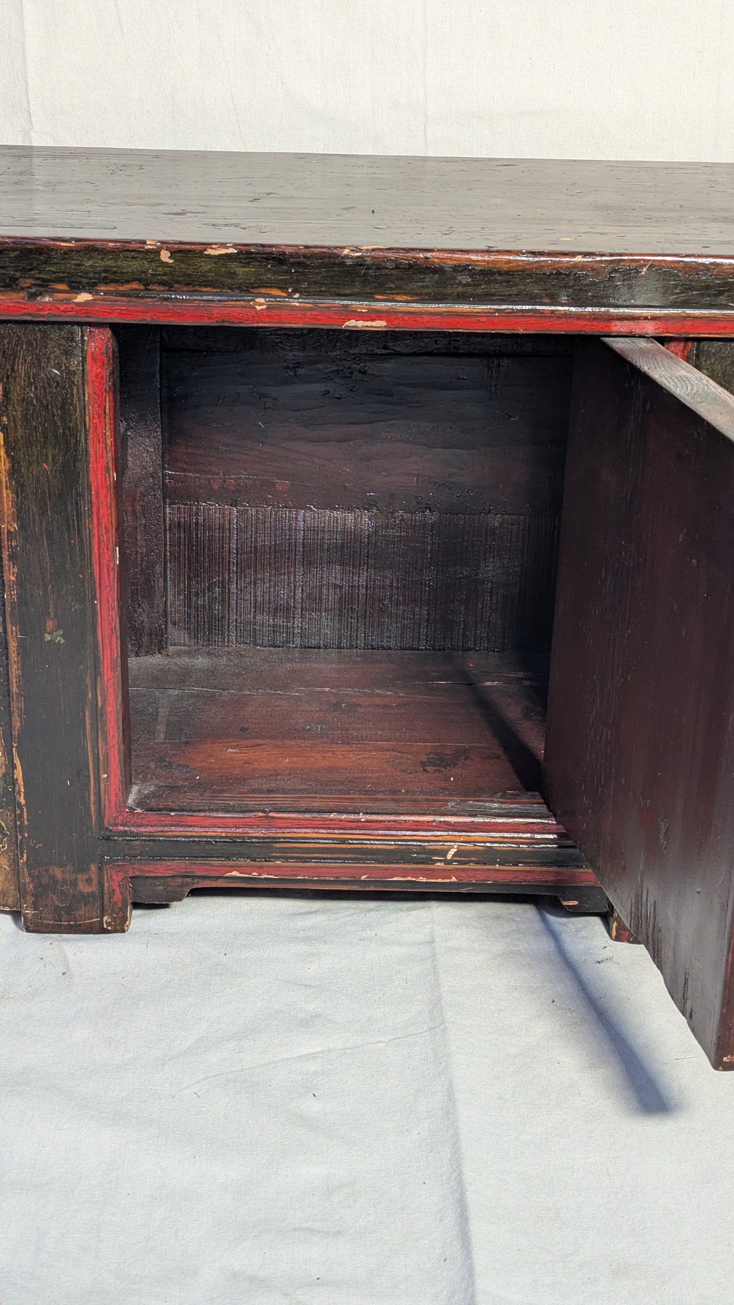 Vintage Chinese Polychrome Lacquer Low Altar Cabinet