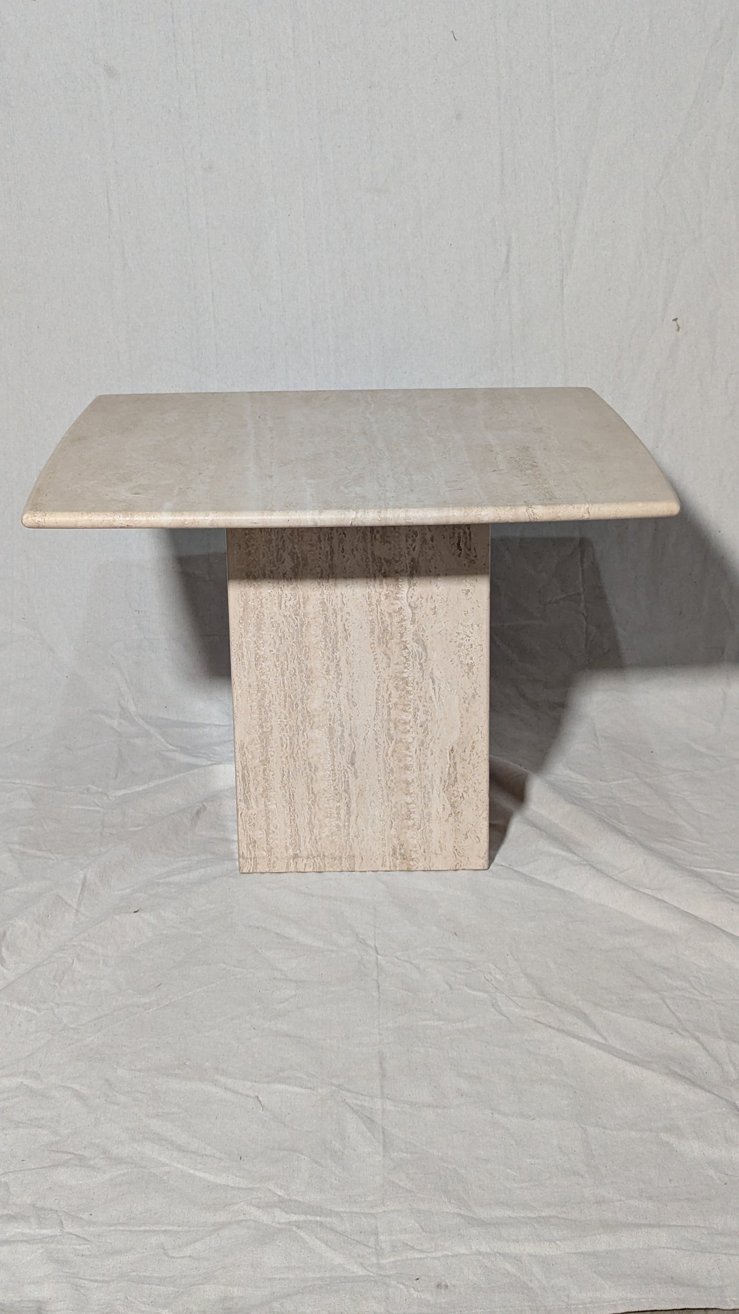 1970s Postmodern Italian Travertine Square Side Table