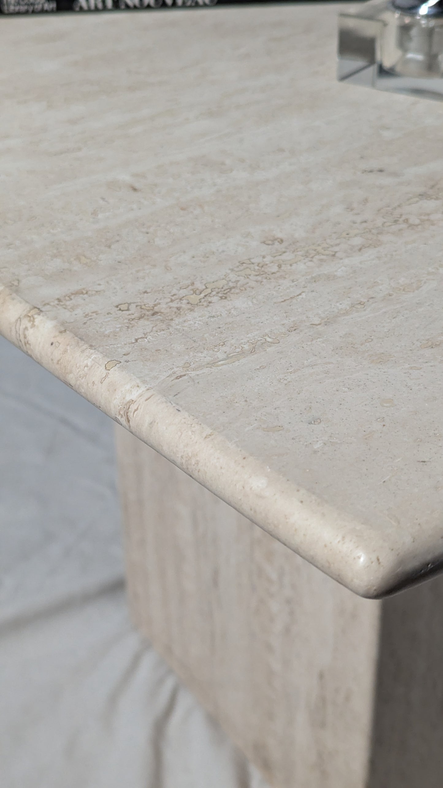 1970s Postmodern Italian Travertine Square Side Table