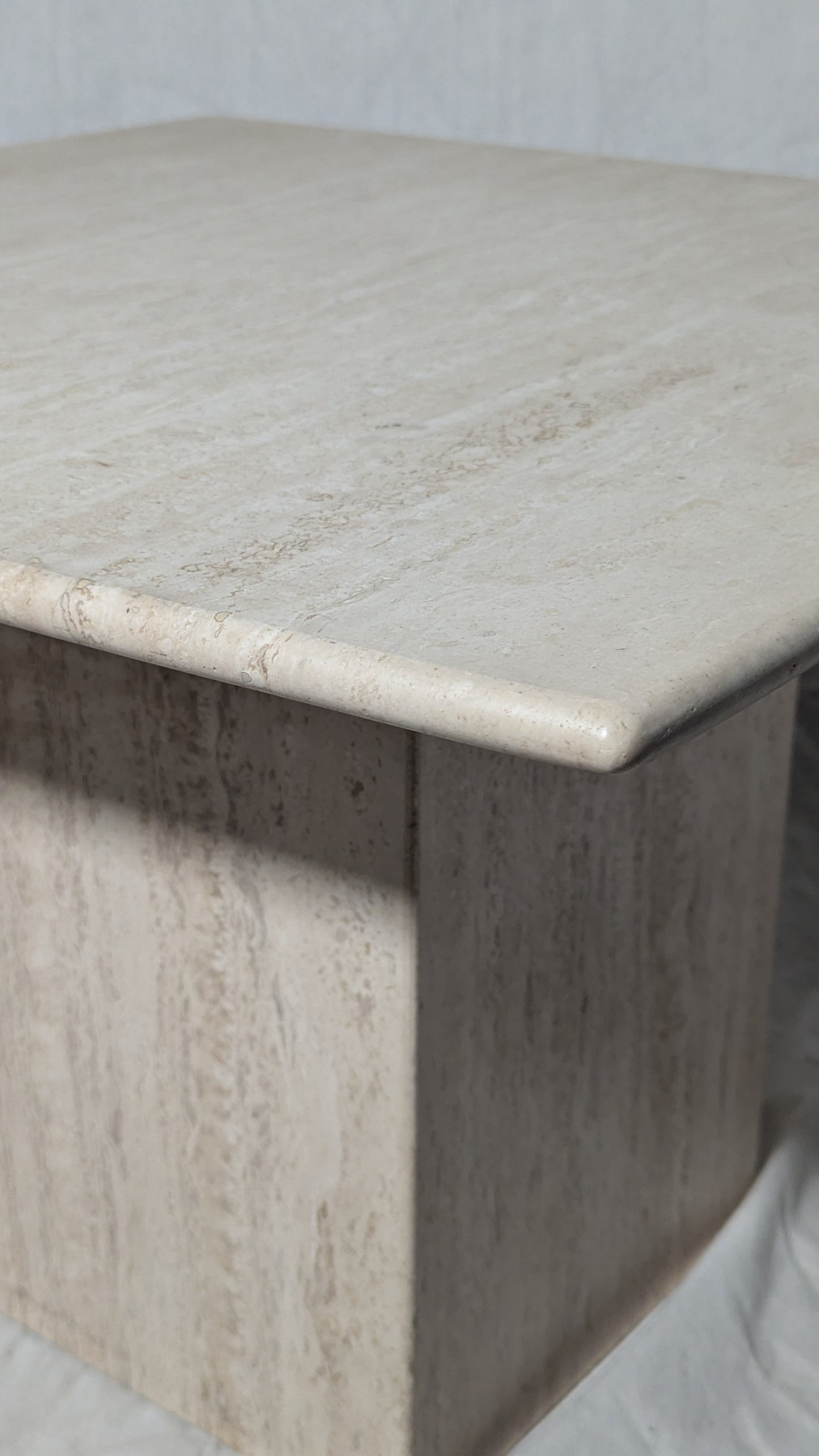 1970s Postmodern Italian Travertine Square Side Table