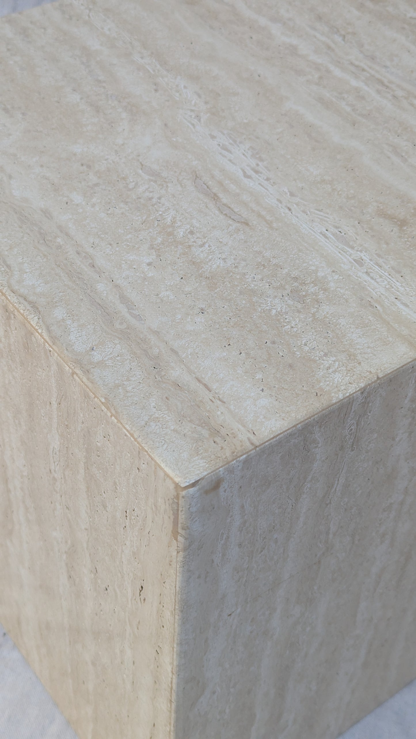 Travertine Cube Side Table / Plinth (c. 1970s)