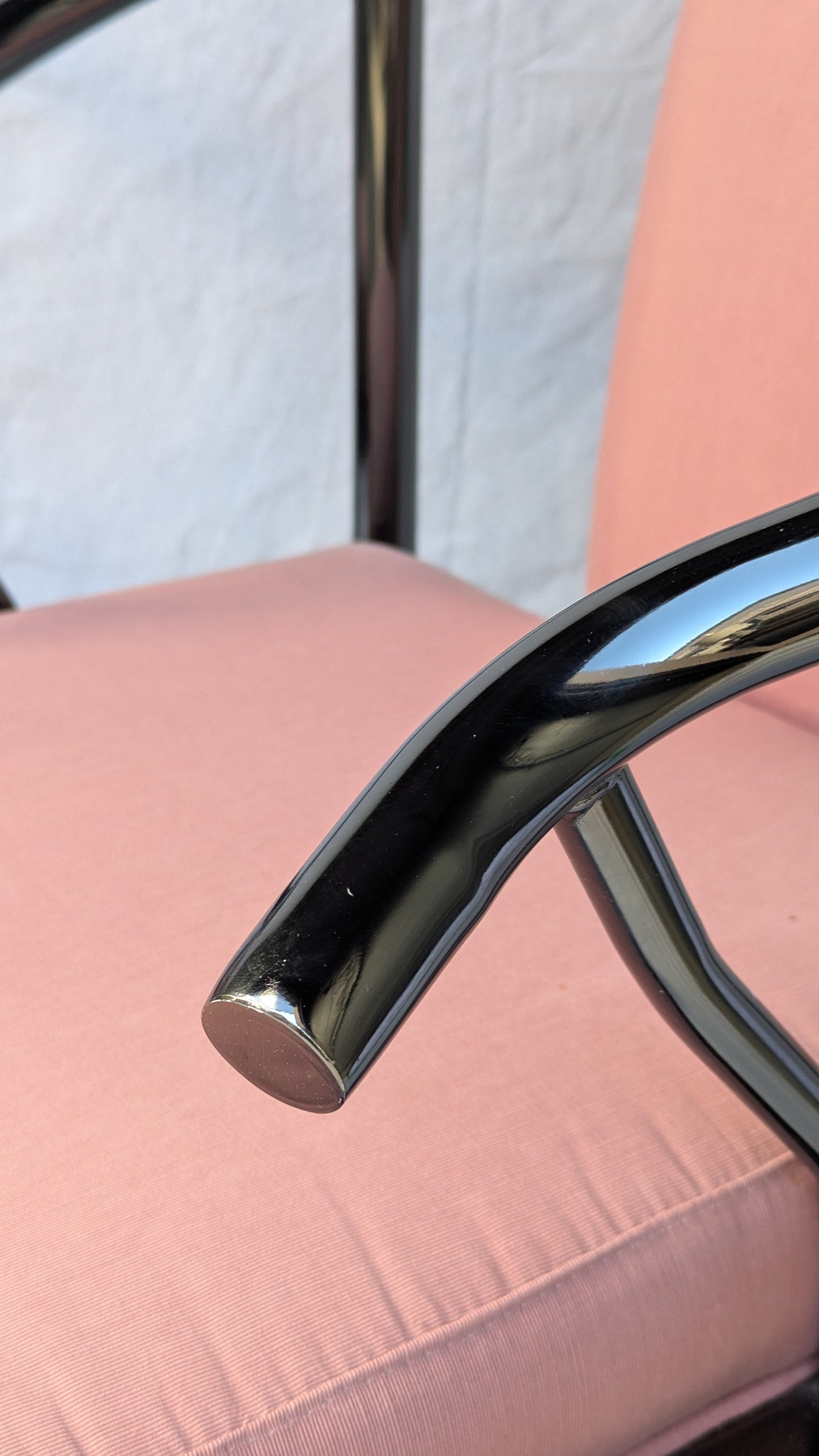 Pair of 1985 DIA "Yoke" Armchairs in Chrome & Dusty Rose