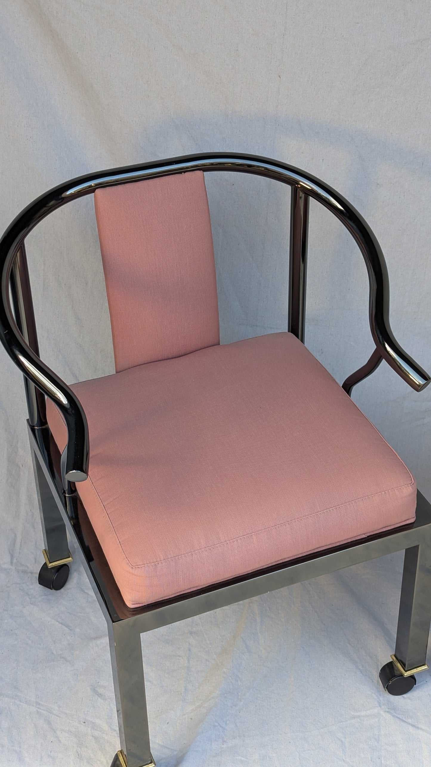 Pair of 1985 DIA "Yoke" Armchairs in Chrome & Dusty Rose