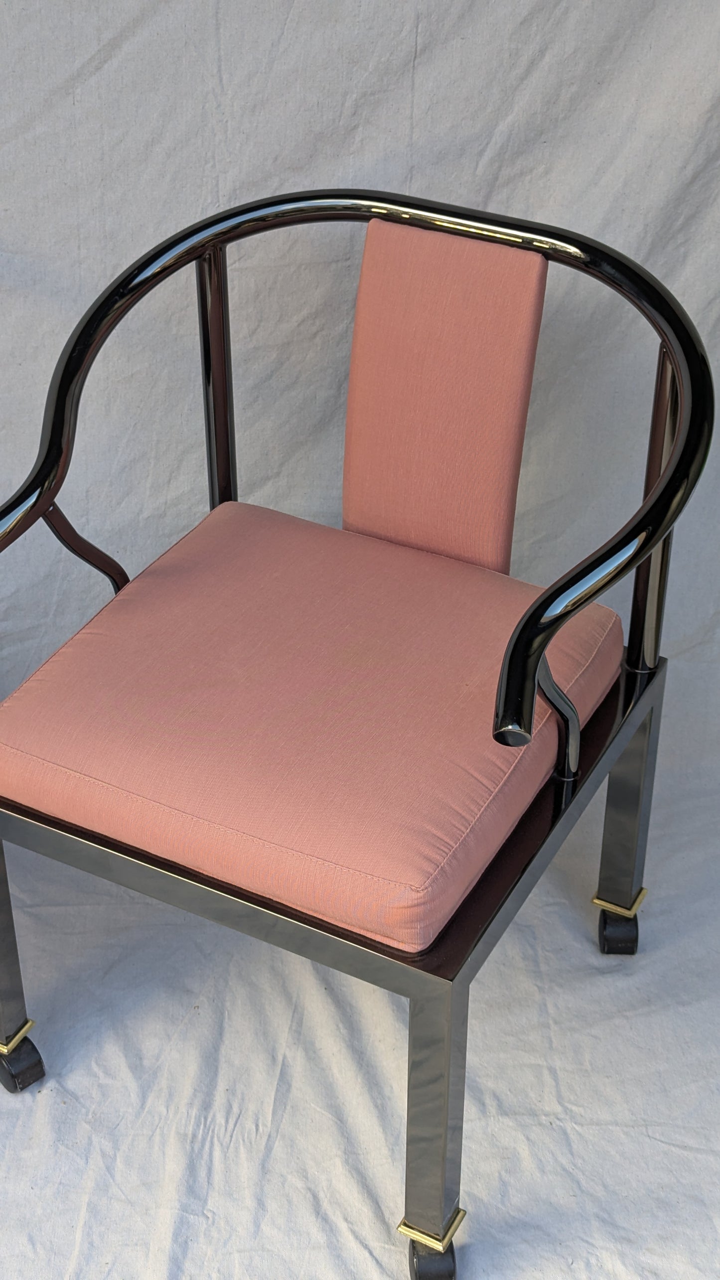 Pair of 1985 DIA "Yoke" Armchairs in Chrome & Dusty Rose