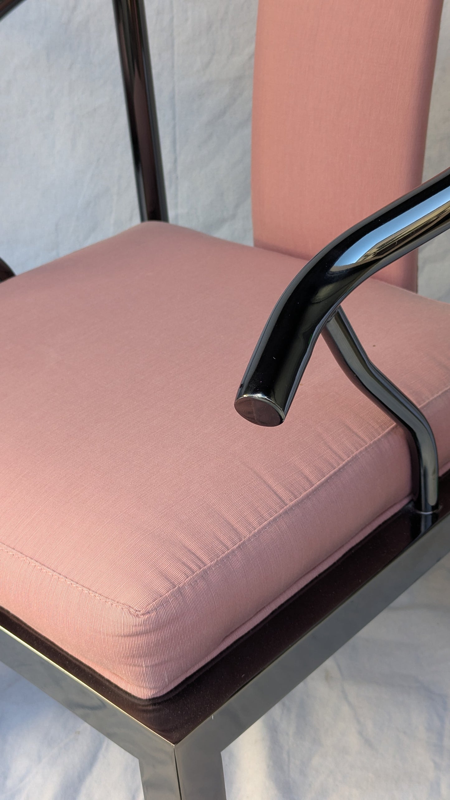 Pair of 1985 DIA "Yoke" Armchairs in Chrome & Dusty Rose