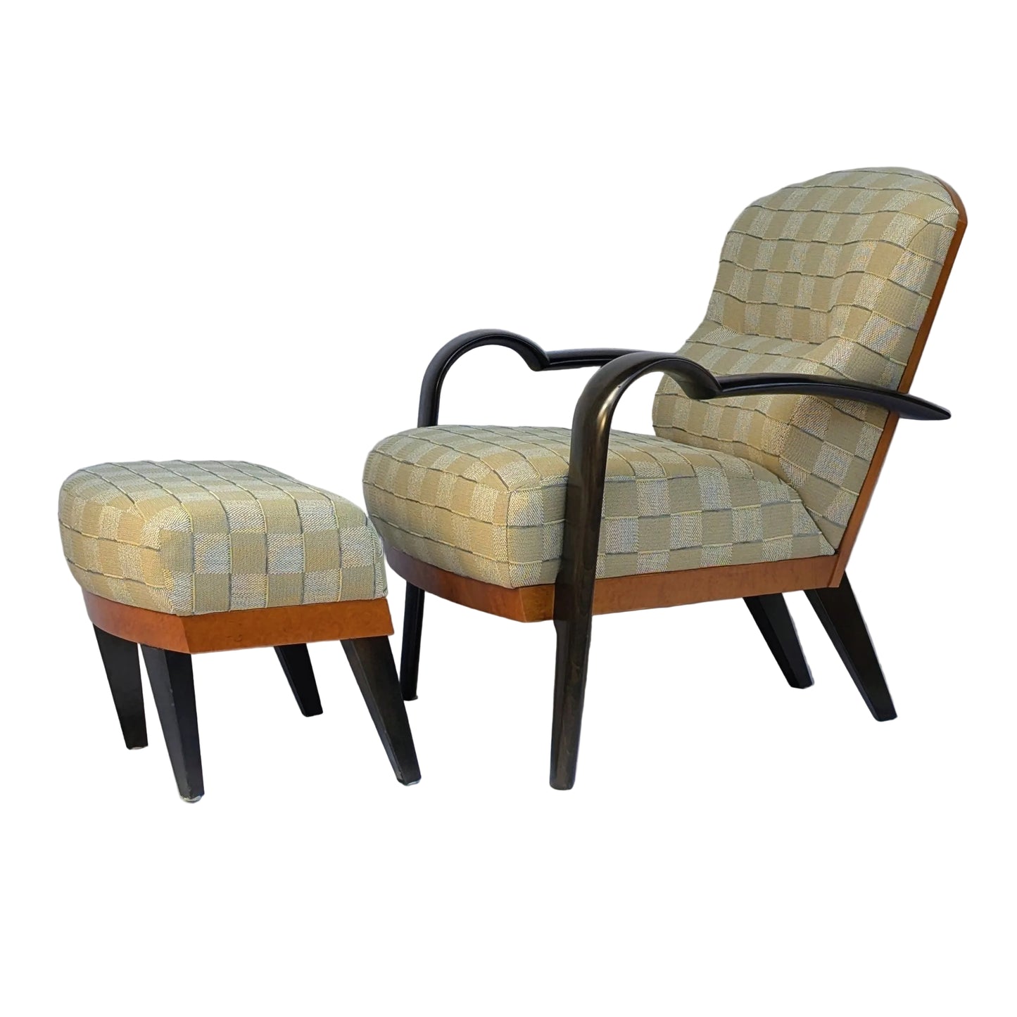 1980s Postmodern Lounge Chair + Ottoman, Adam Tihany for Pace Collection