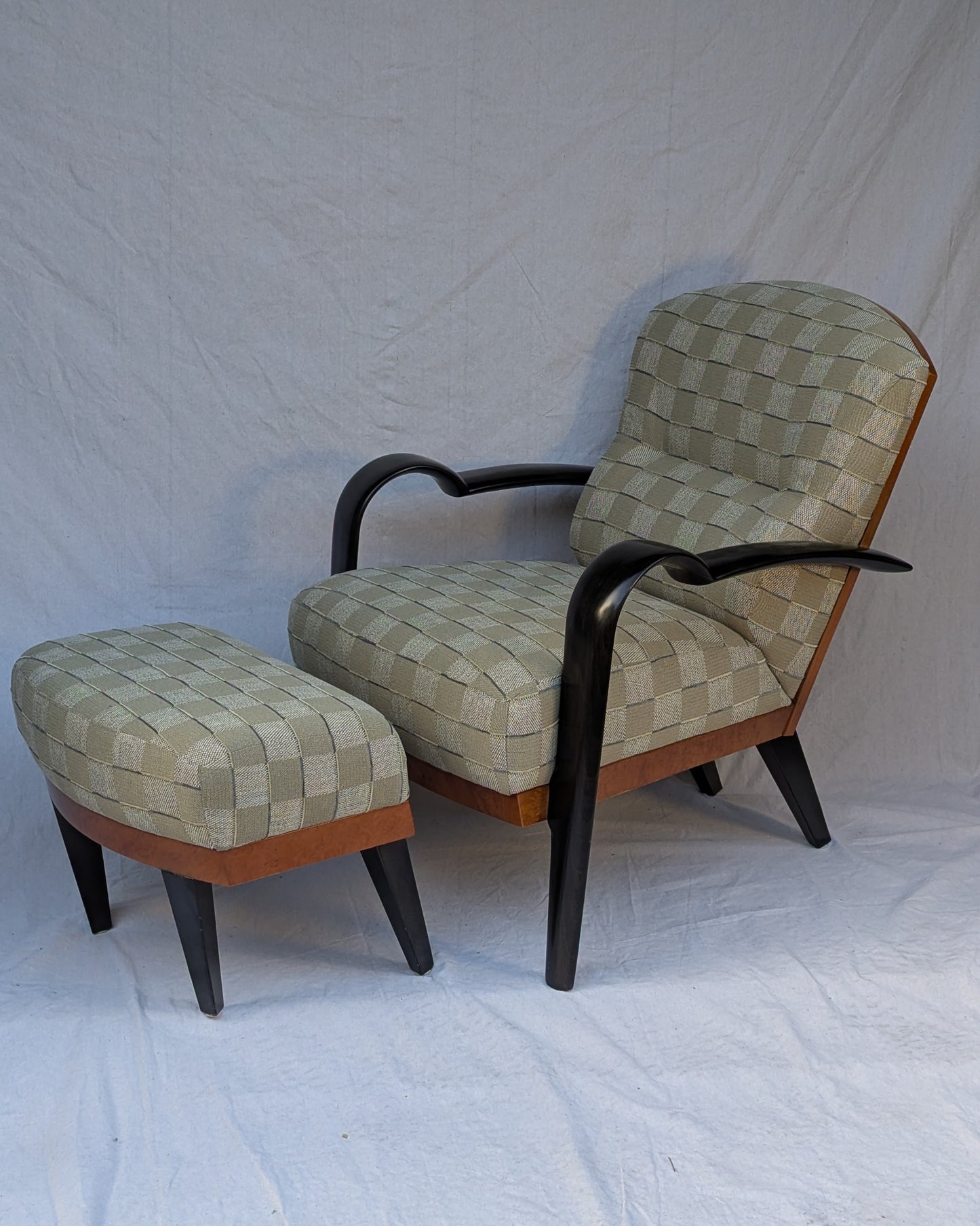 1980s Postmodern Lounge Chair + Ottoman, Adam Tihany for Pace Collection