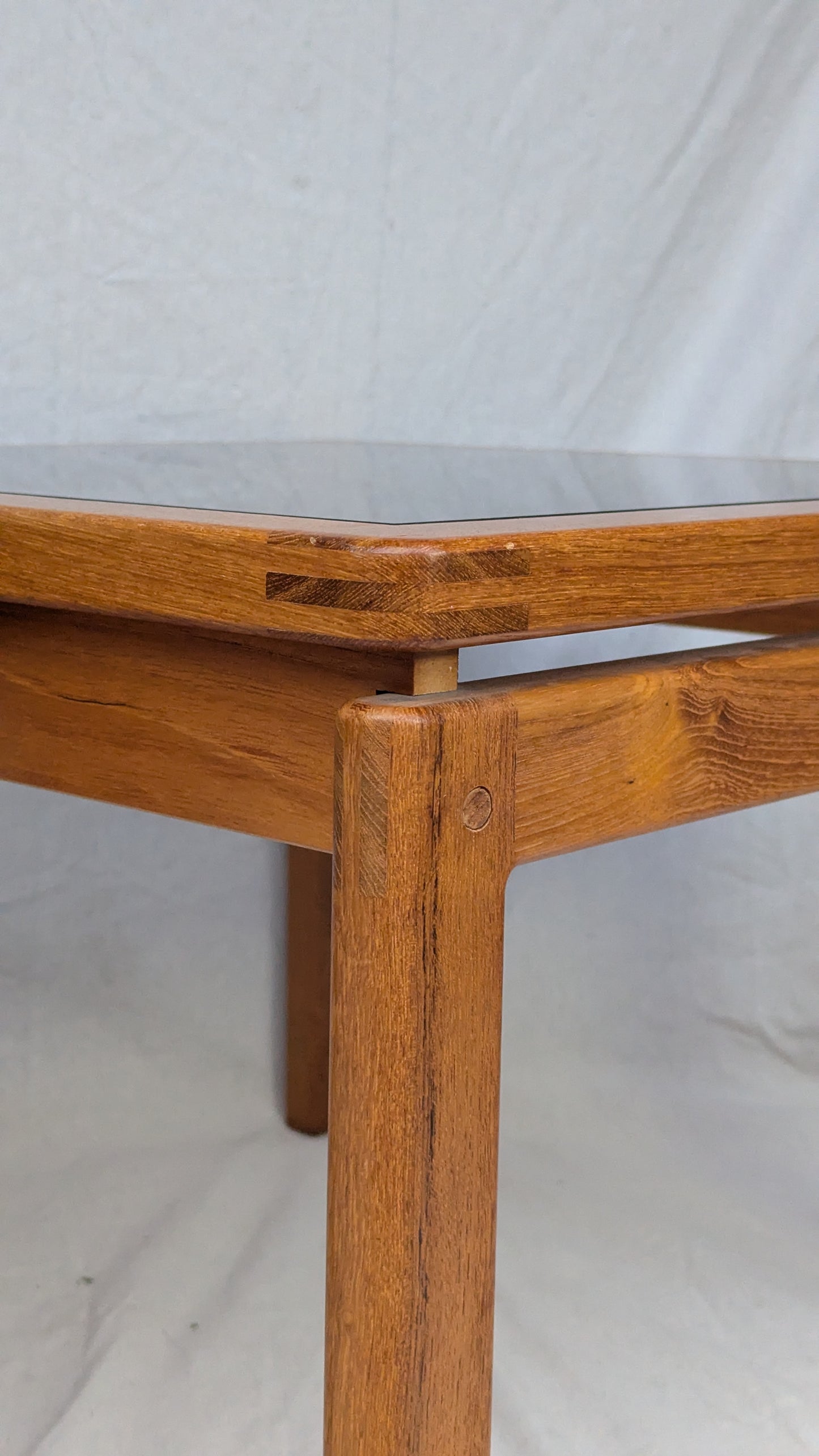 Pair of Solid Teak & Smoked Glass Tables by Kristiansen & Thomassen