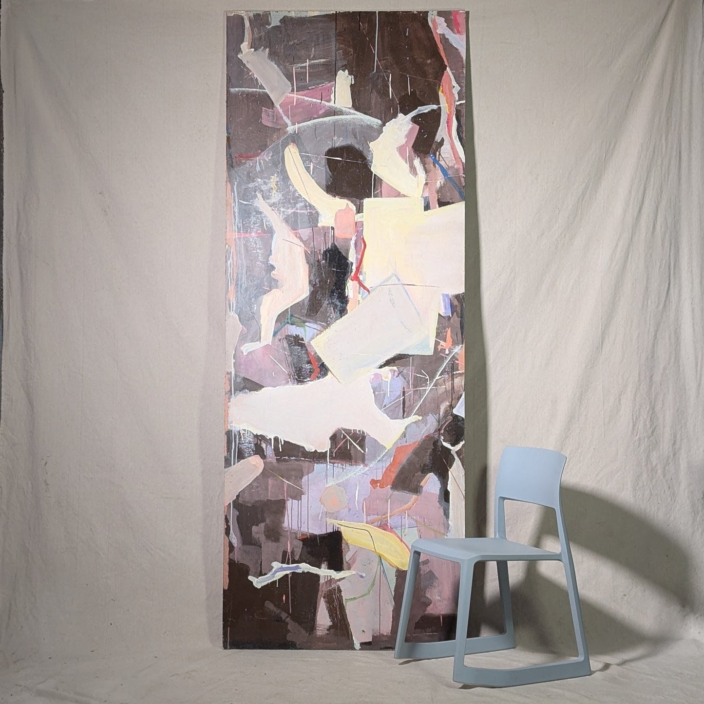 Monumental 8ft Double-Sided Abstract Painting, Attributed to Virginia Banks