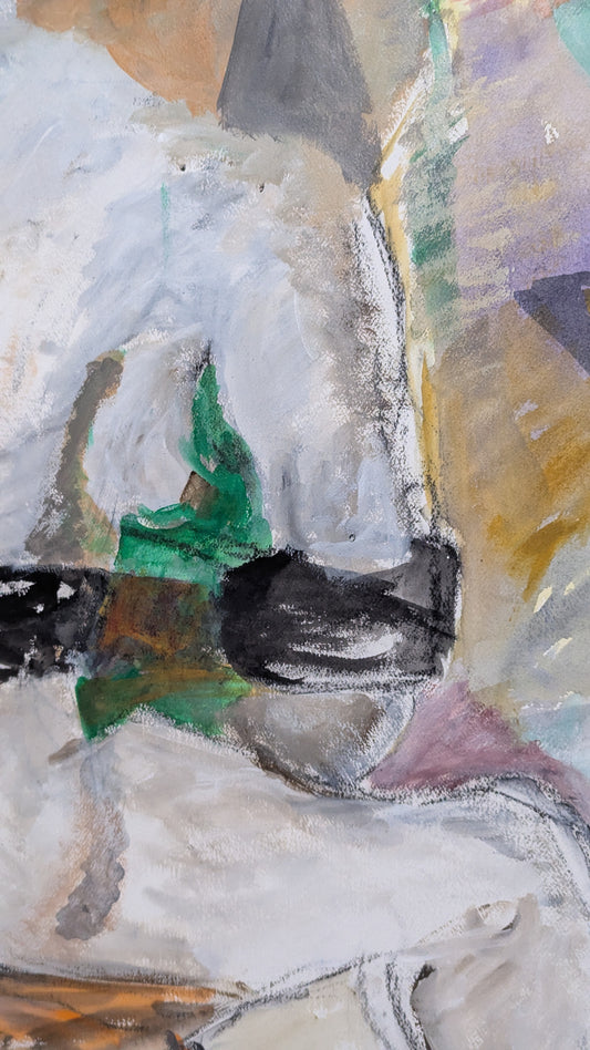 Large Abstract Figure Painting by Isabel Shaskan | Mixed Media on Paper | UC Davis Artist