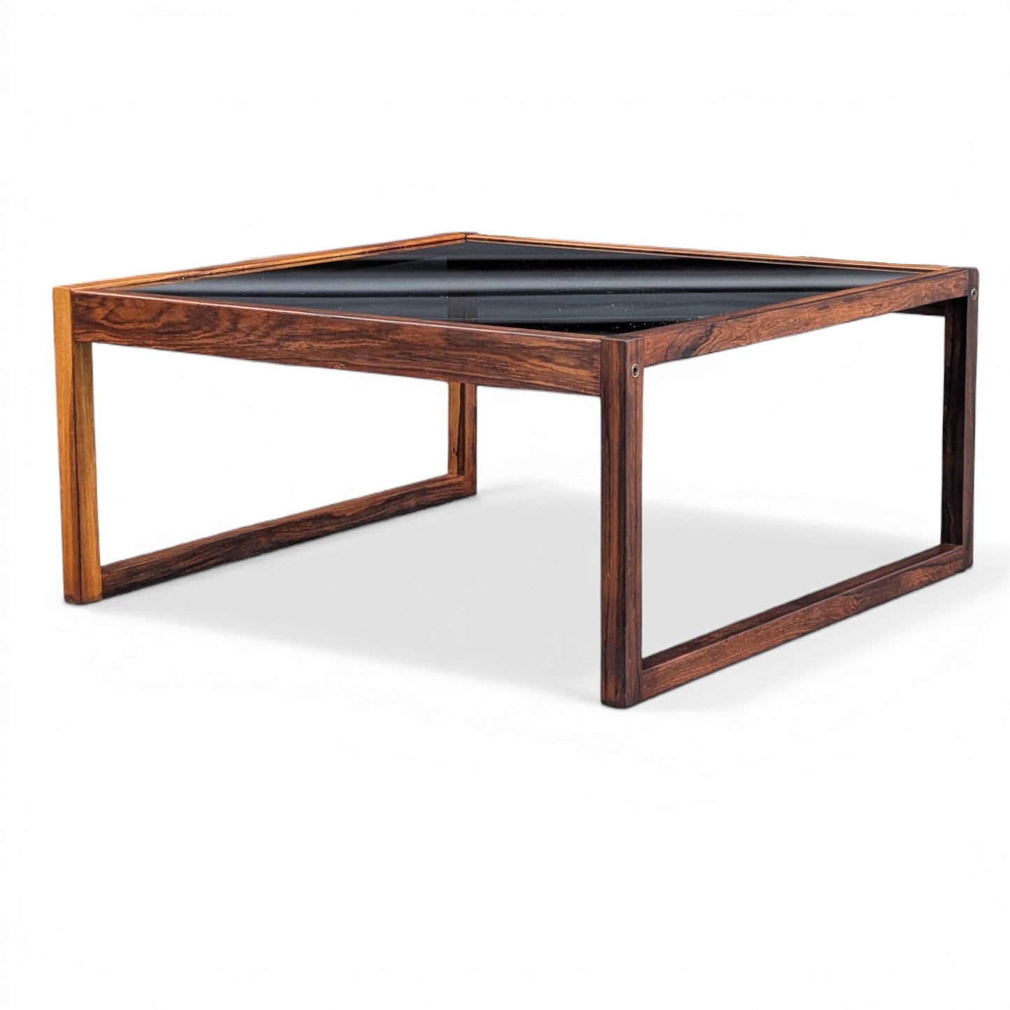 Danish Rosewood Coffee Table | c. 1960s | Smoked Glass Top