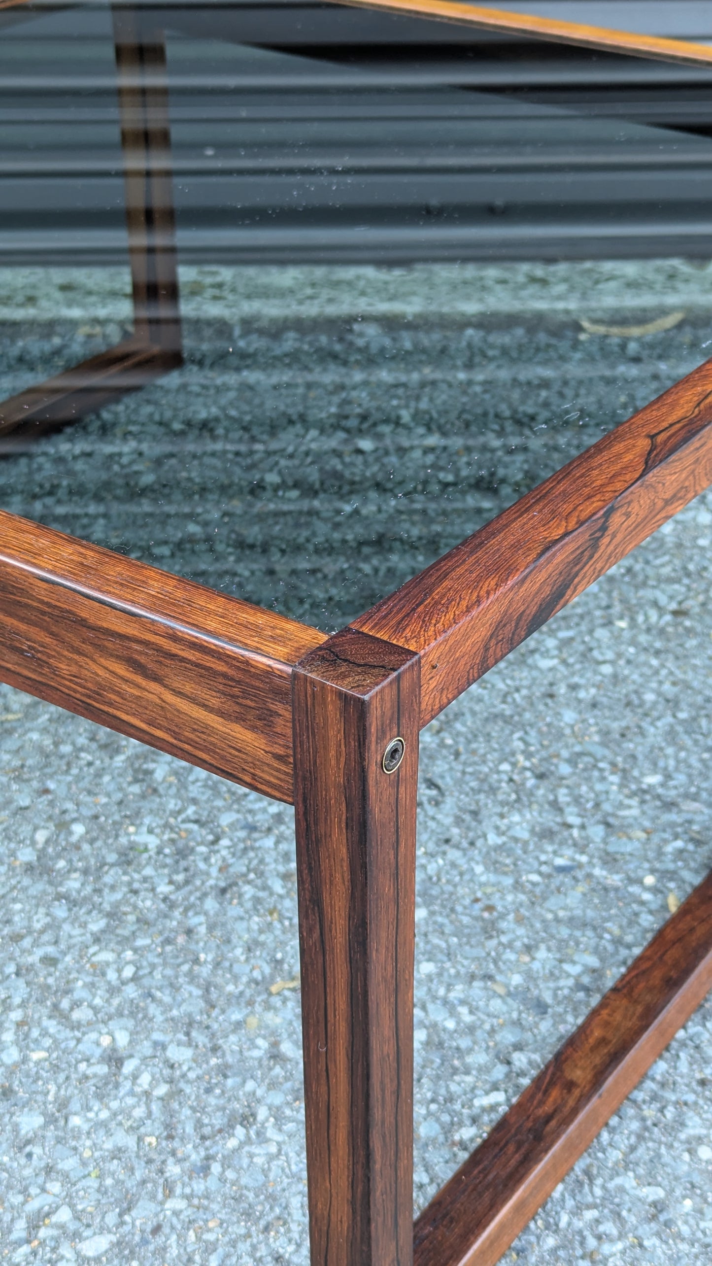 Danish Rosewood Coffee Table | c. 1960s | Smoked Glass Top