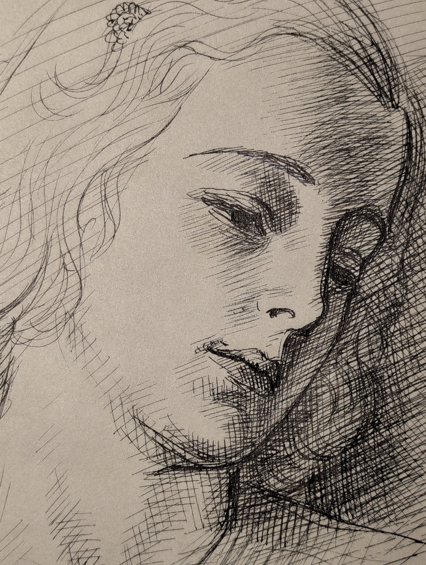 Portrait Head Study | c. 1950s | Cross-Hatch on Paper