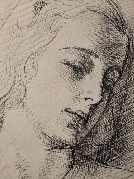 Portrait Head Study | c. 1950s | Cross-Hatch on Paper