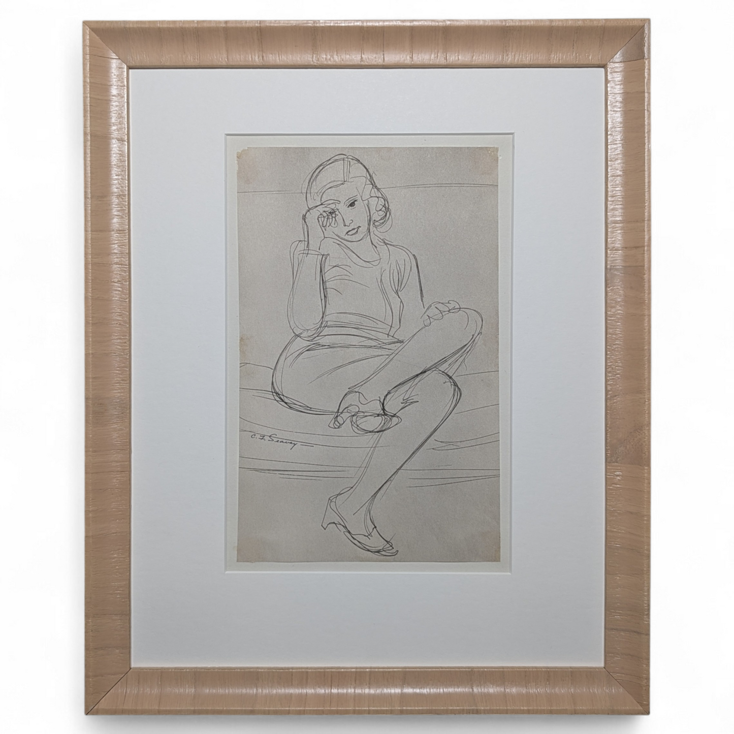 Seated Figure | c. 1950s | Ink on Paper