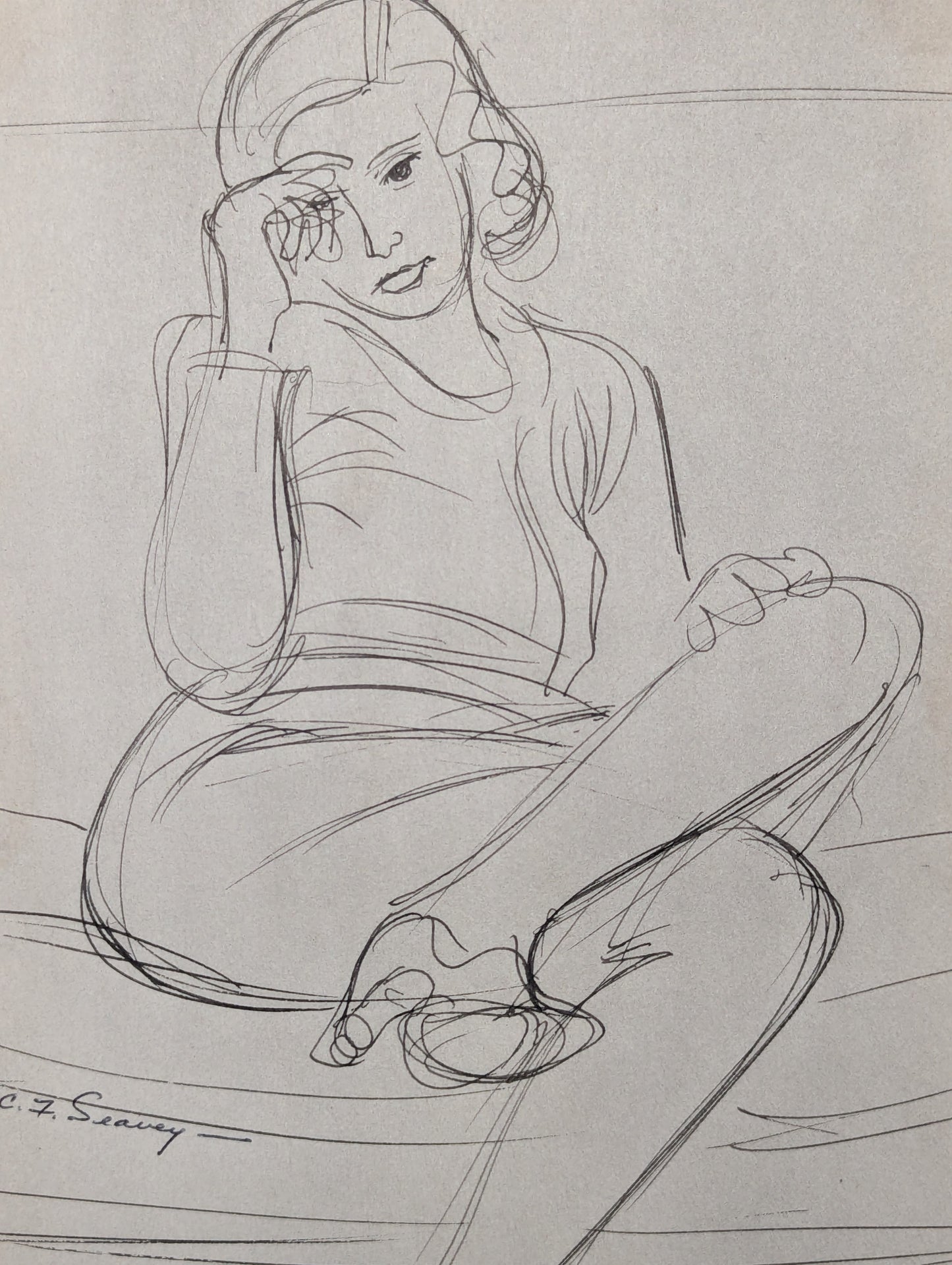 Seated Figure | c. 1950s | Ink on Paper