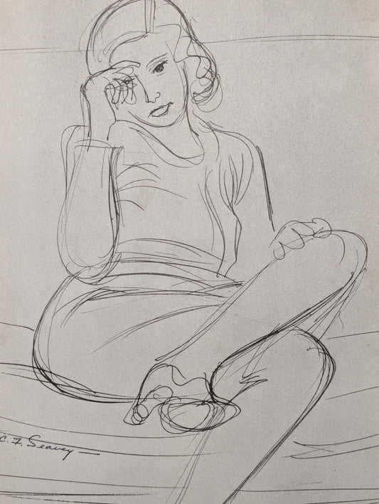 Seated Figure | c. 1950s | Ink on Paper