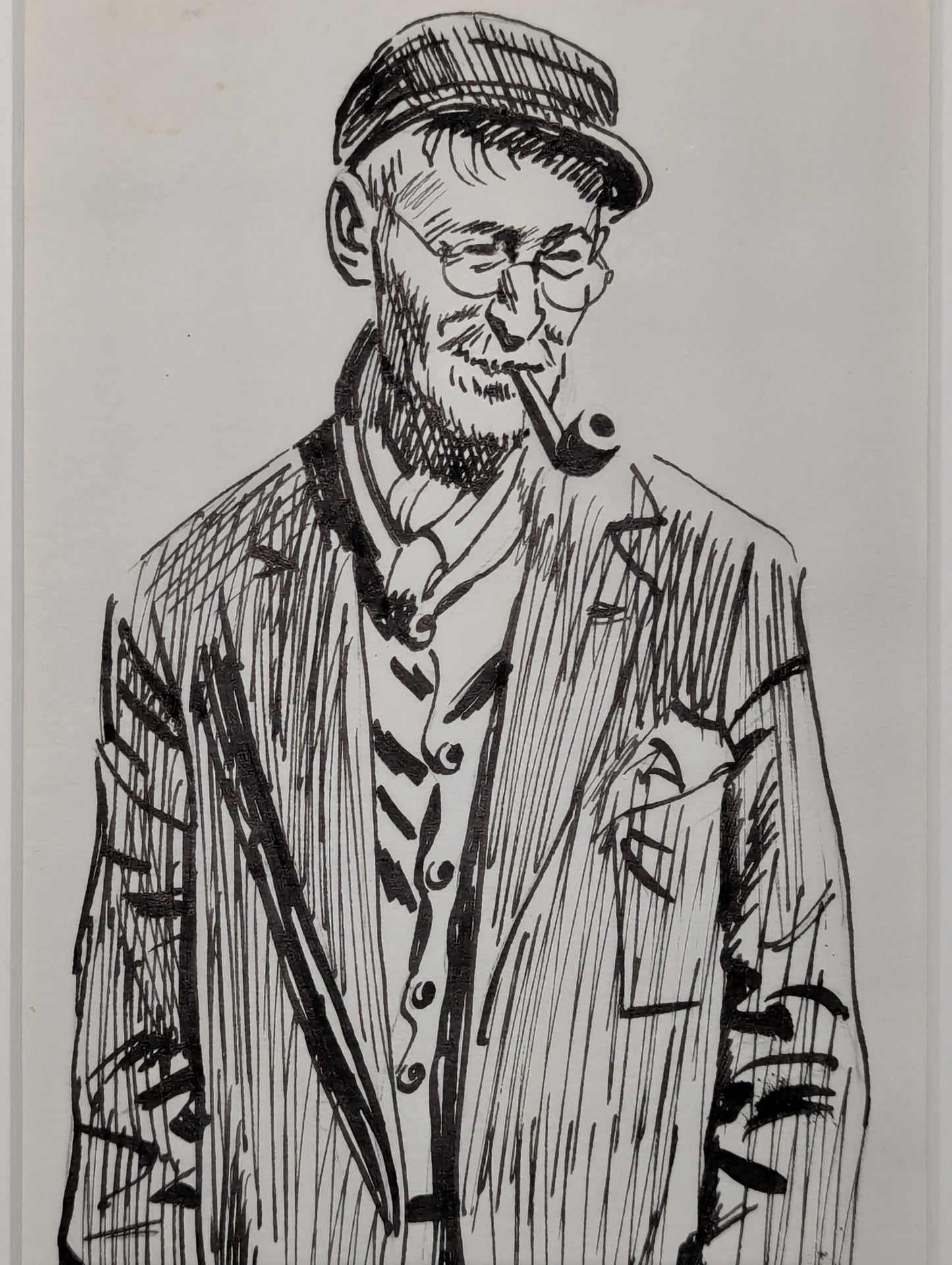 Man with Pipe | c. 1940s | Ink on Paper
