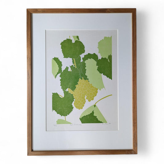 Henry Evans Original Linocut Pinot Chardonnay 1969 California Napa Wine Art