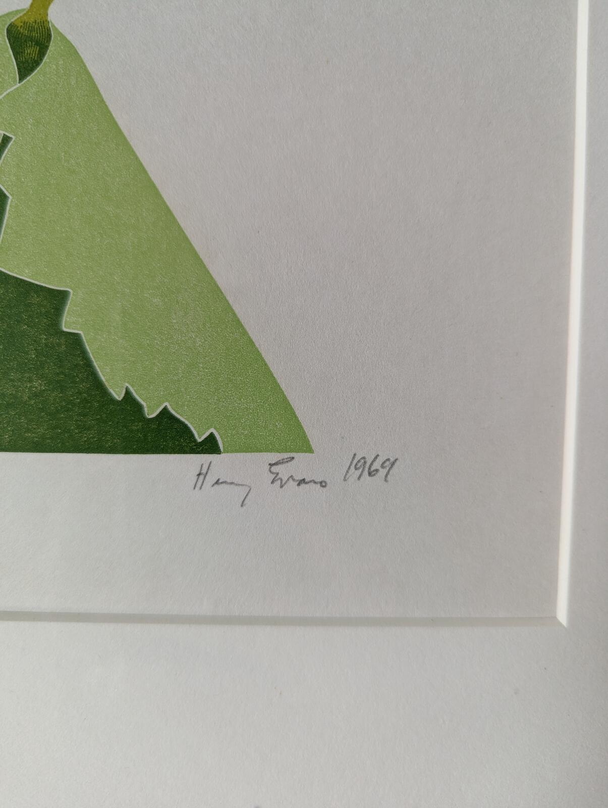 Henry Evans Original Linocut Pinot Chardonnay 1969 California Napa Wine Art