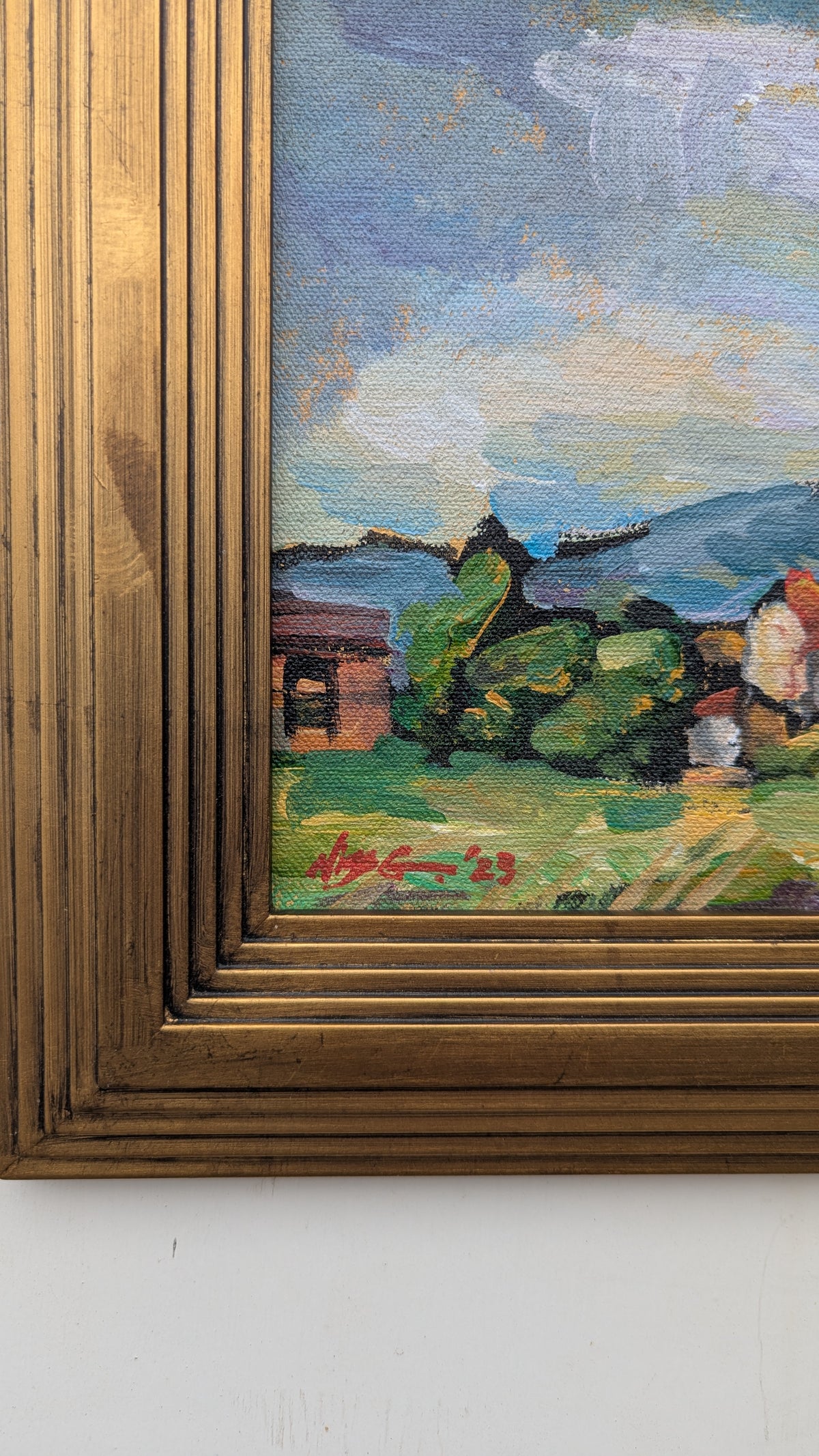 Ning Mercer Lucca, Italy Hillside Village | 2023 | Acrylic on Board