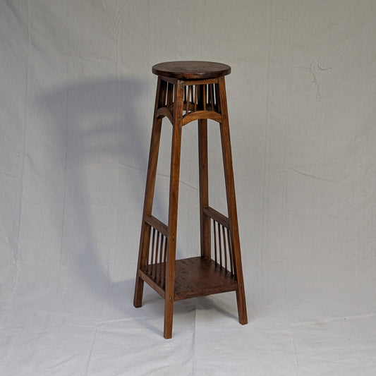 Antique Arts &amp; Crafts Solid Wood Pedestal Plant Stand