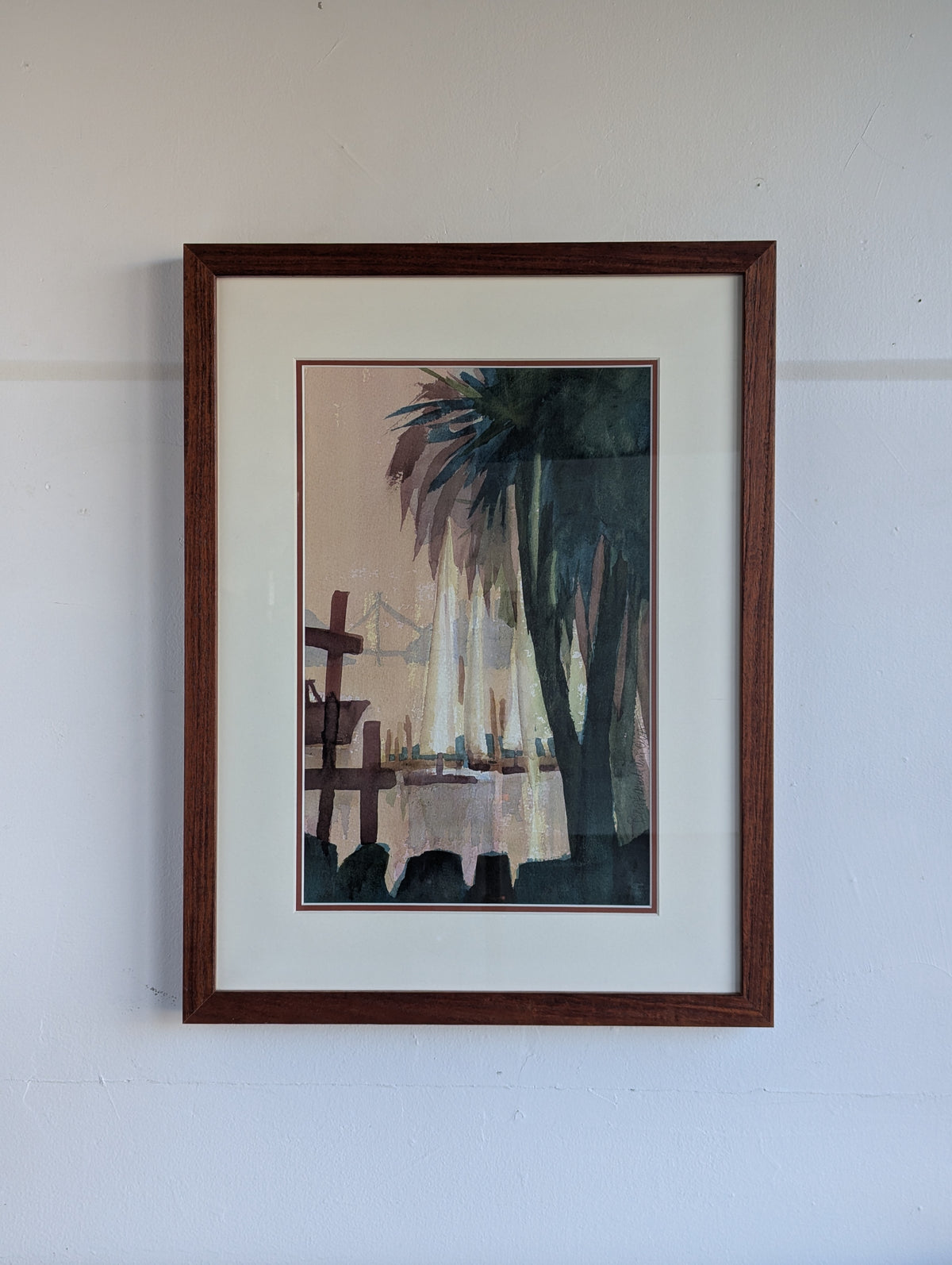 Ben Farnham Sailboats and Palm | Watercolor | Sausalito Artist