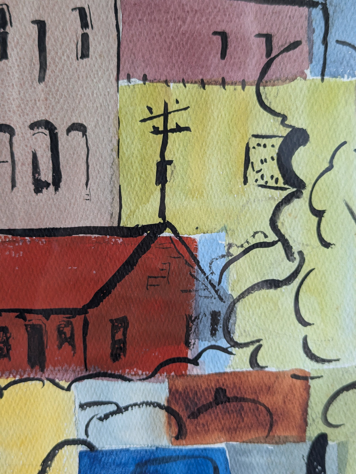 Eleanor Smith Modernist Townscape | Watercolor and Ink