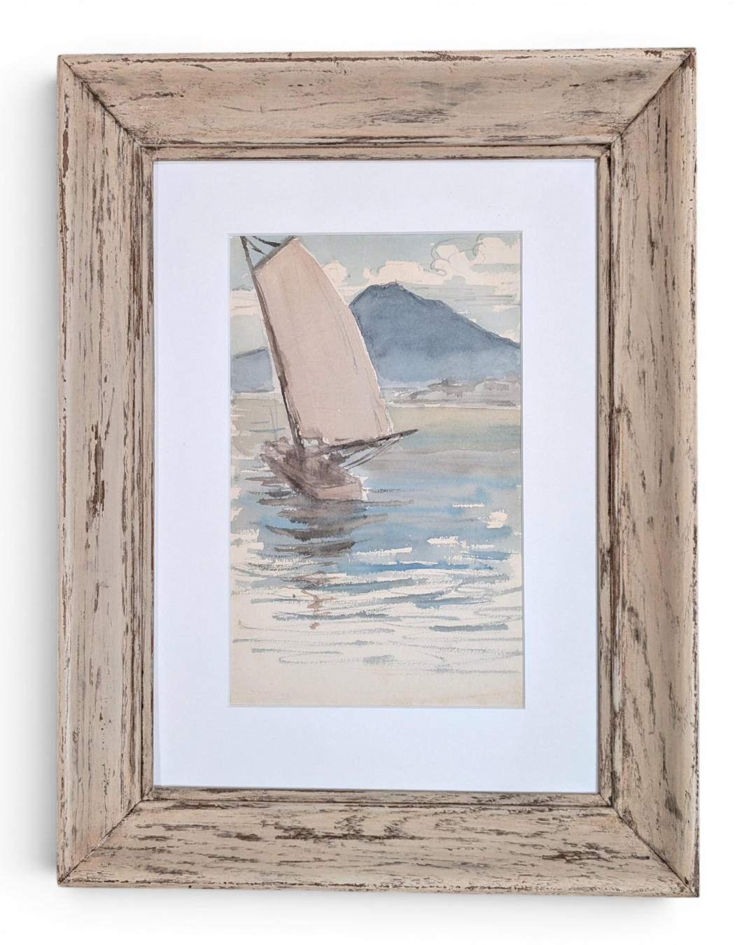 C. 1910's Sailboat on San Francisco Bay with Mount Tamalpais